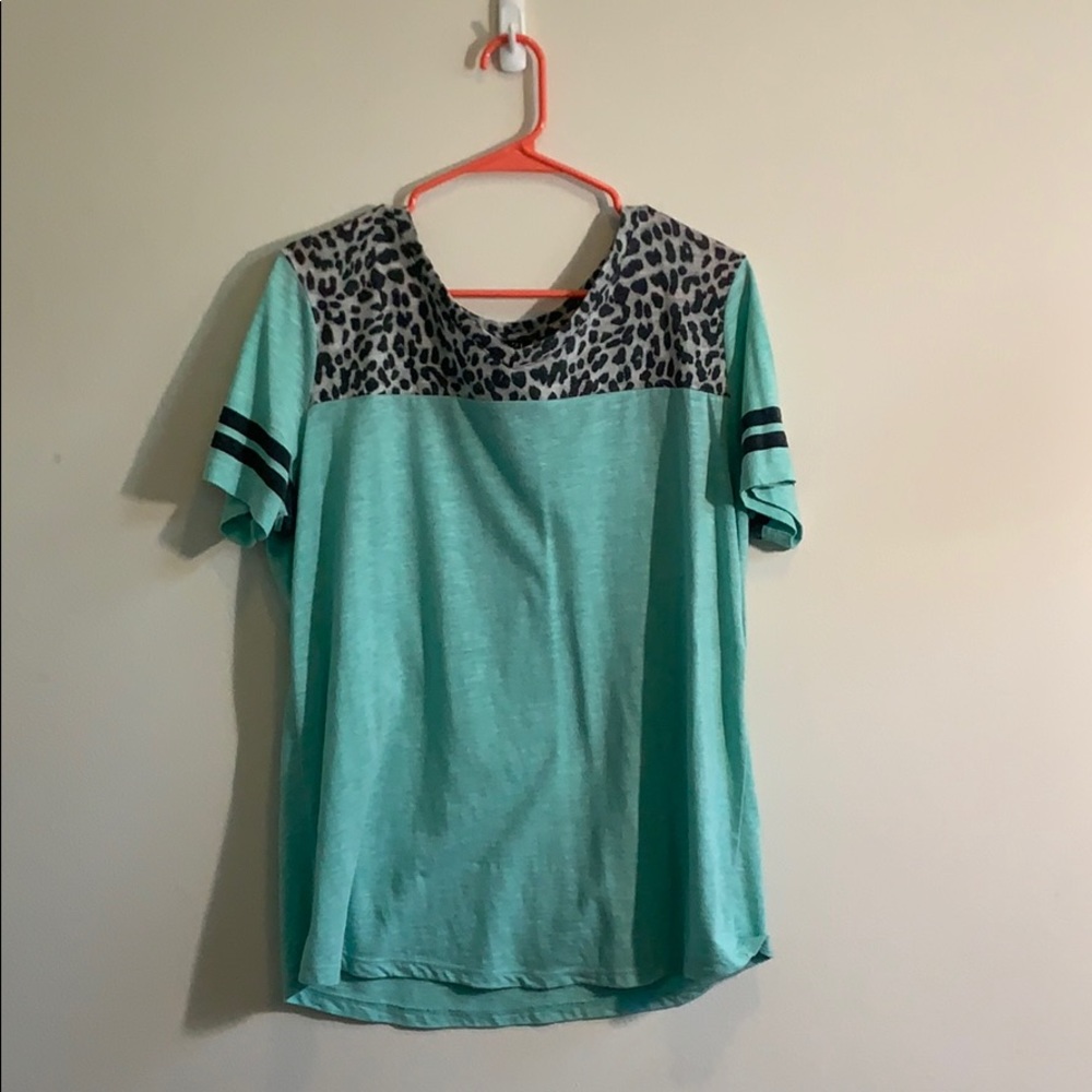 Green shirt with leopard print